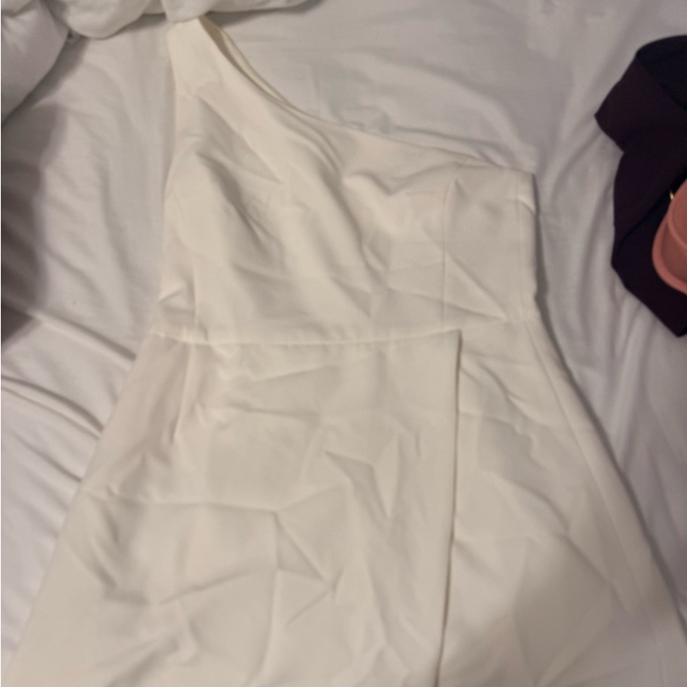 French Connection Cream One-Shoulder Dress